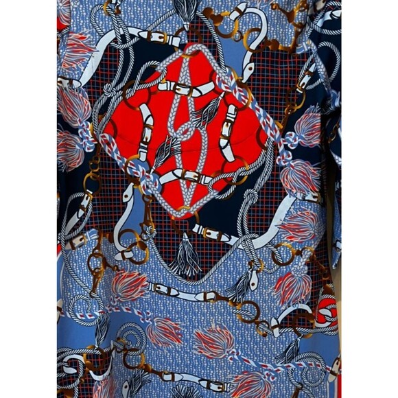 Gretchen Scott Jersey Bordertown Ditto Dress Imari Equestrian Scarf Nautical M - Picture 7 of 7